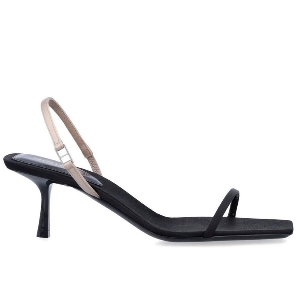 Saint Laurent Black and Cream Slingback Heels - Picture 2 of 7